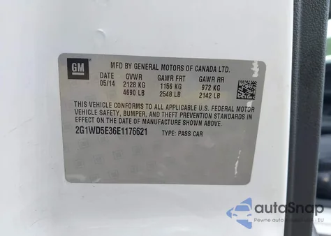 2014 Chevrolet Impala Limited Police from USA, damaged, VIN 2G1WD5E36E1176621